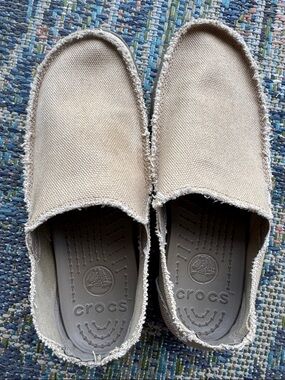 CROCS Men’s Santa Cruz Canvas Slip-On Loafers - Khaki - Size M10